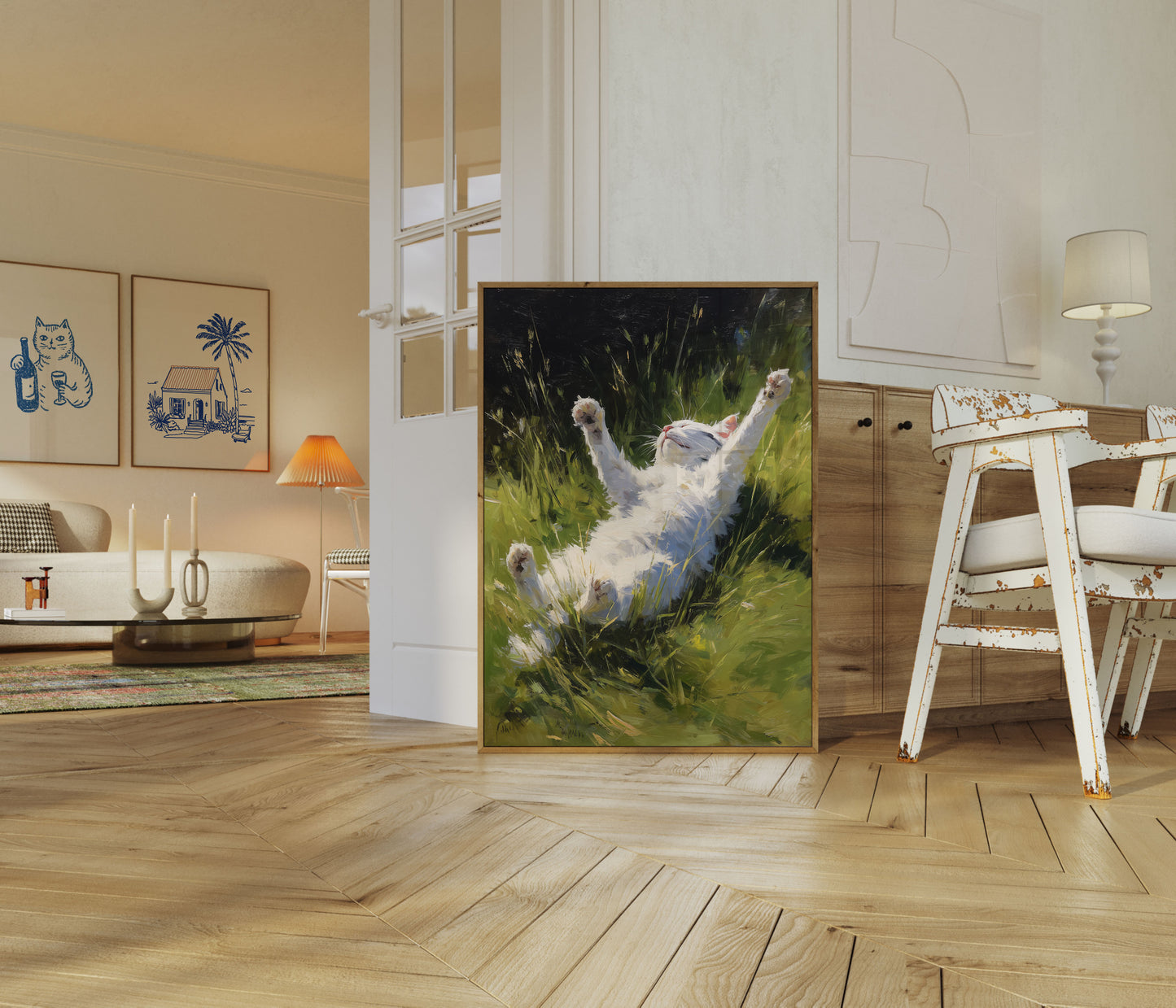 Ostriches in Grassland Poster