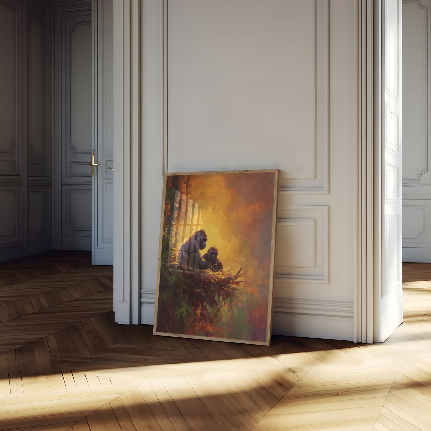 Gorillas in Golden Light Poster