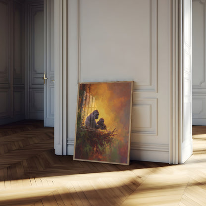 Gorillas in Golden Light Poster