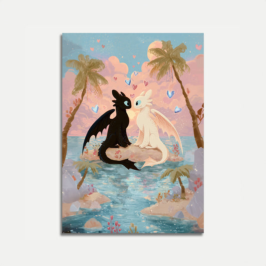 Dragon Love by the Ocean Poster