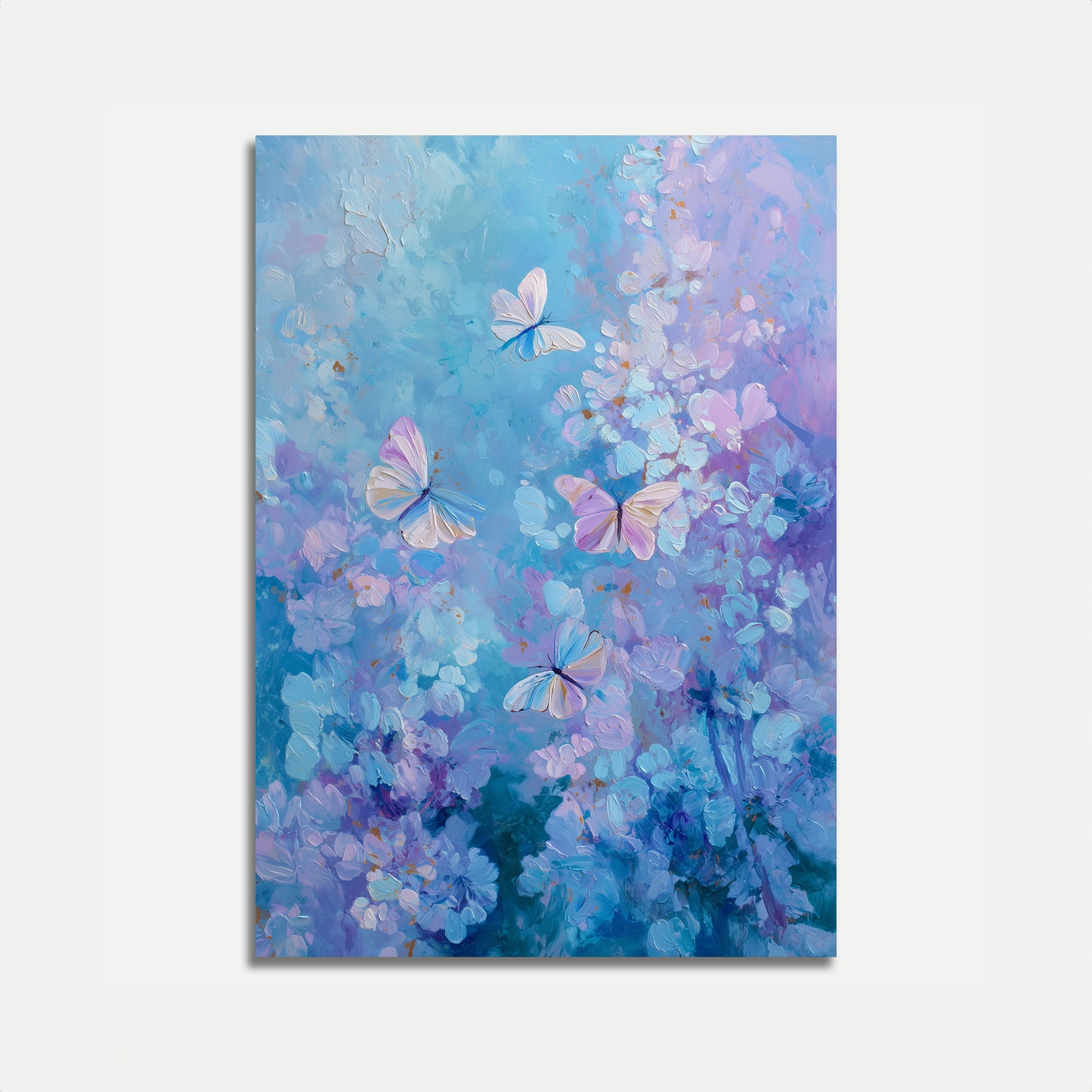 Póster de mariposas azules bailando