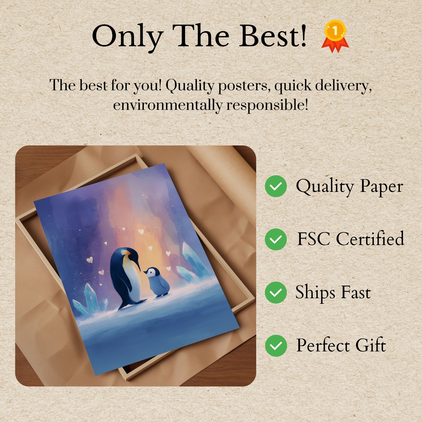 Penguin Love Crystal Poster