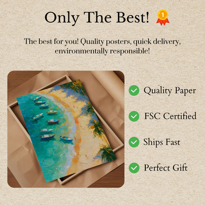 Tropical Beach Boats Poster
