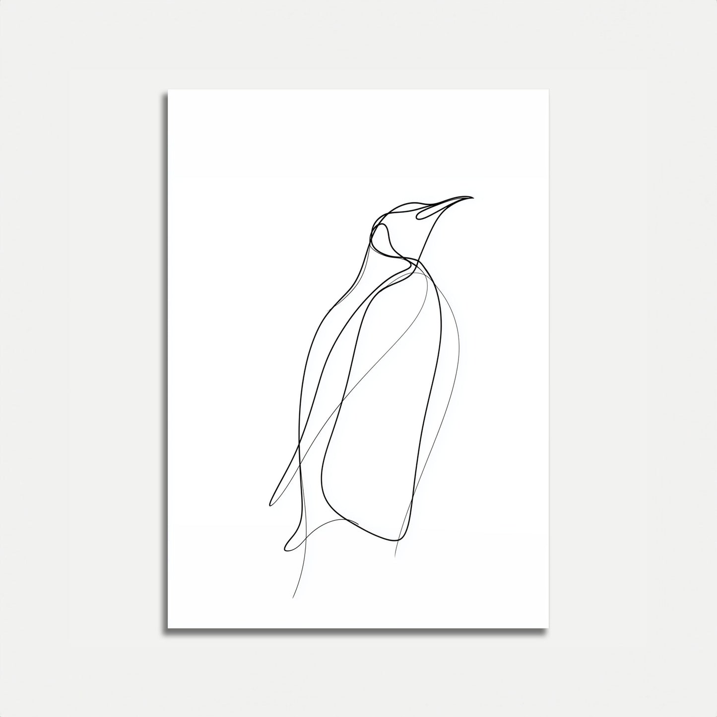 Minimalistisk Pingvin Linjekonst Poster