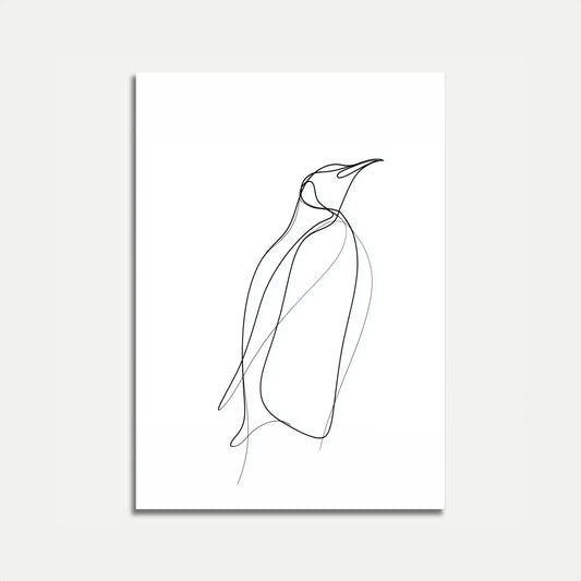 Minimalist Penguin Line Art Poster