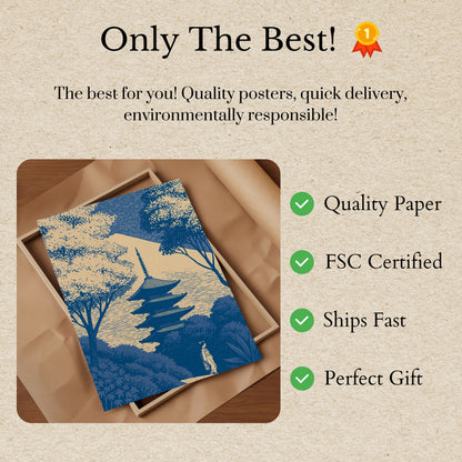 Serene Japanese Temple Pathway Poster
