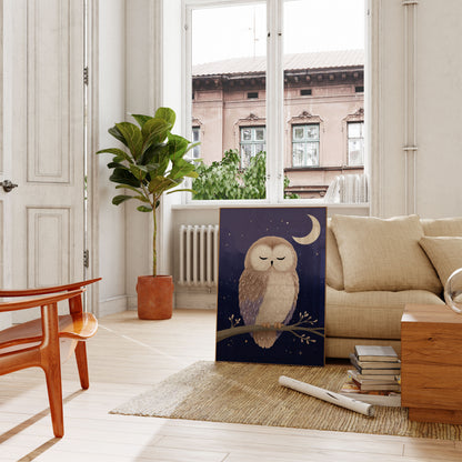 Søvnig Ugle Nattehimmel Plakat