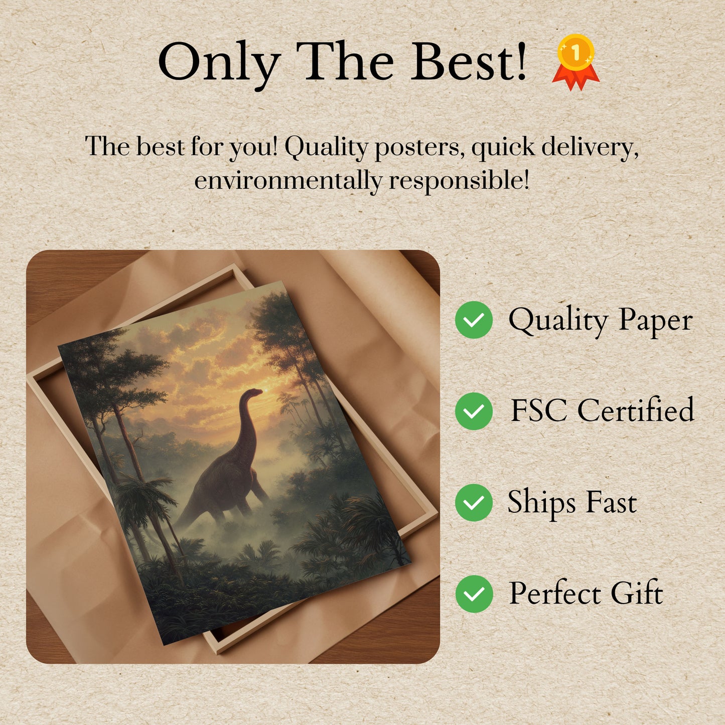 Póster de dinosaurios del amanecer jurásico