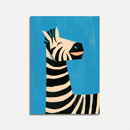 Striped Blue Zebra Portrait Poster