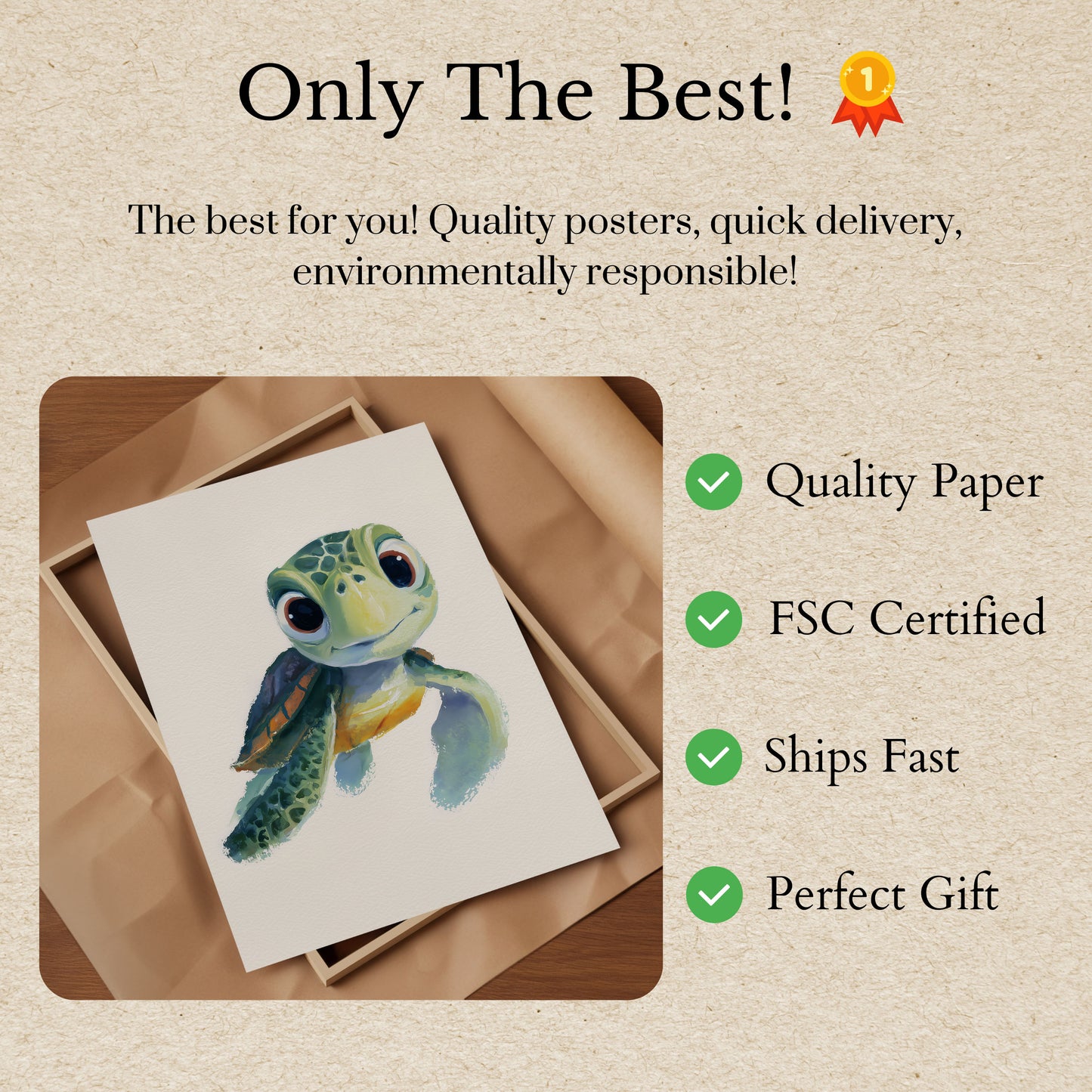 Smiling Sea Turtle Swimming Poster