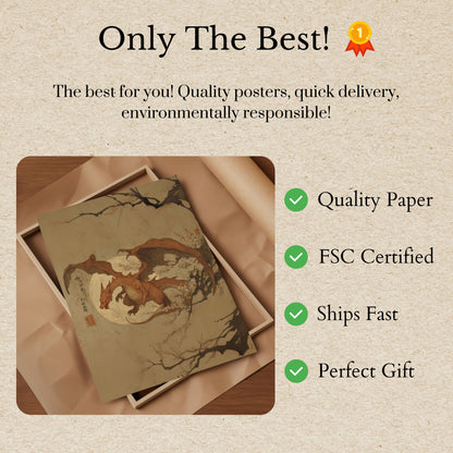 Elegante póster de flor de cerezo con dragón