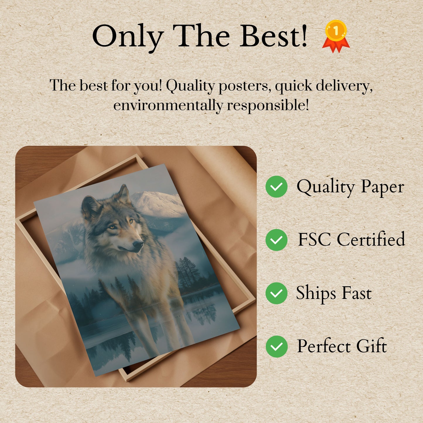 Misty Mountain Wolf Poster