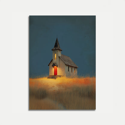 Chiesa Solitaria nelle Praterie Dorate Poster