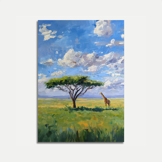 Solitary Giraffe Savanna Poster