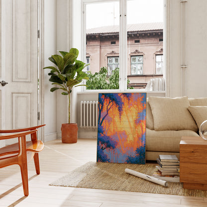 Zonsondergang Bos Bomen Poster