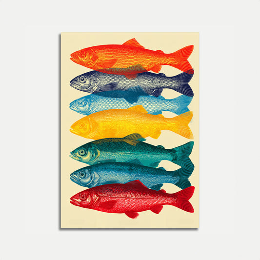 Barevný Plakát s Rybkami v Hromadě
