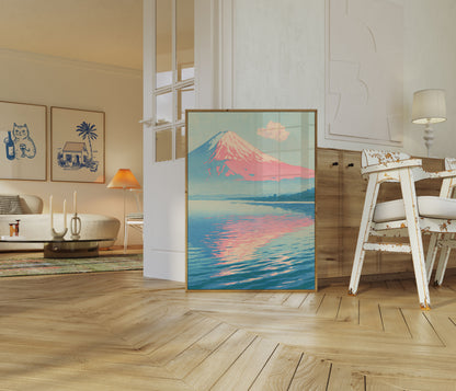 Mount Fuji Reflecting at Sunset Poster