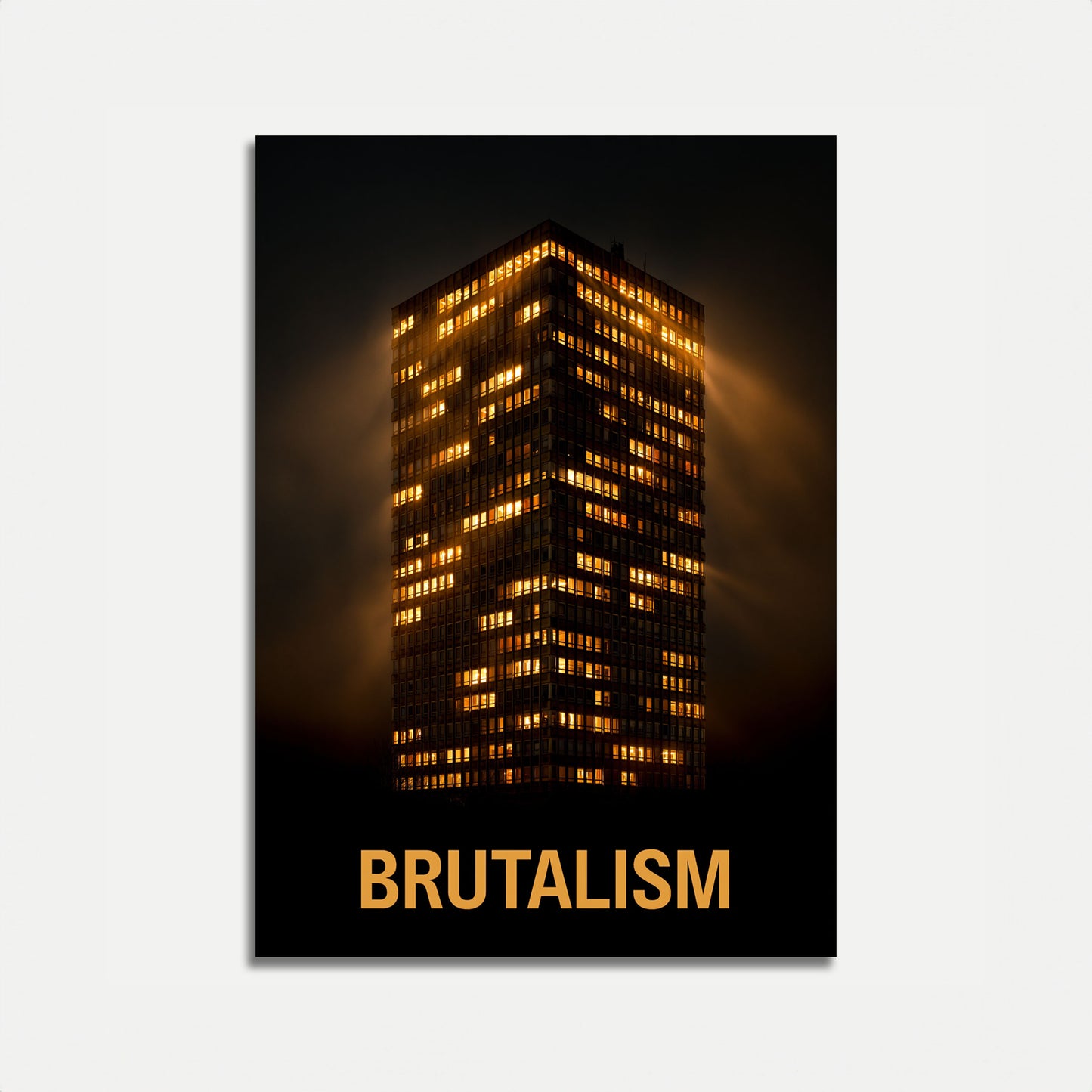 Brutalist Tower Night Poster
