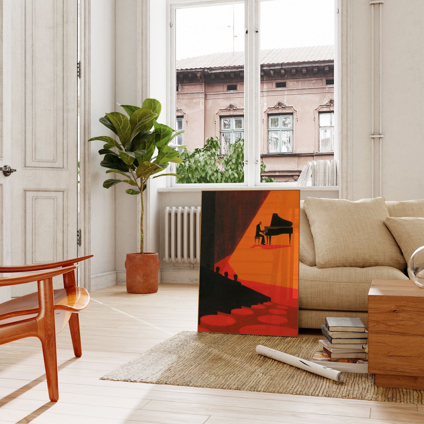 Piano Performance Under Spotlight Poster