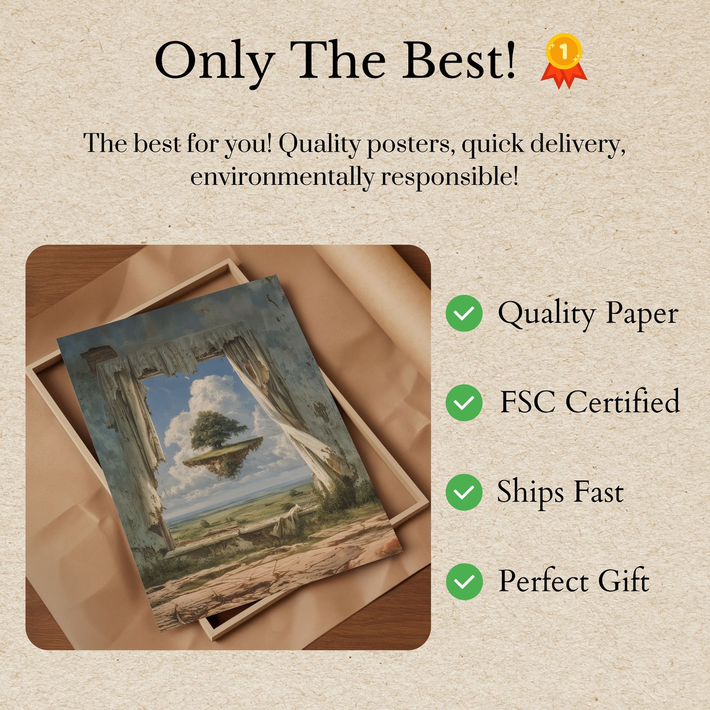 Floating Tree Surreal Landscape Poster