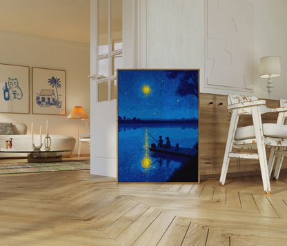 Nattens Fiskeri Stjerneklare Refleksioner Plakat