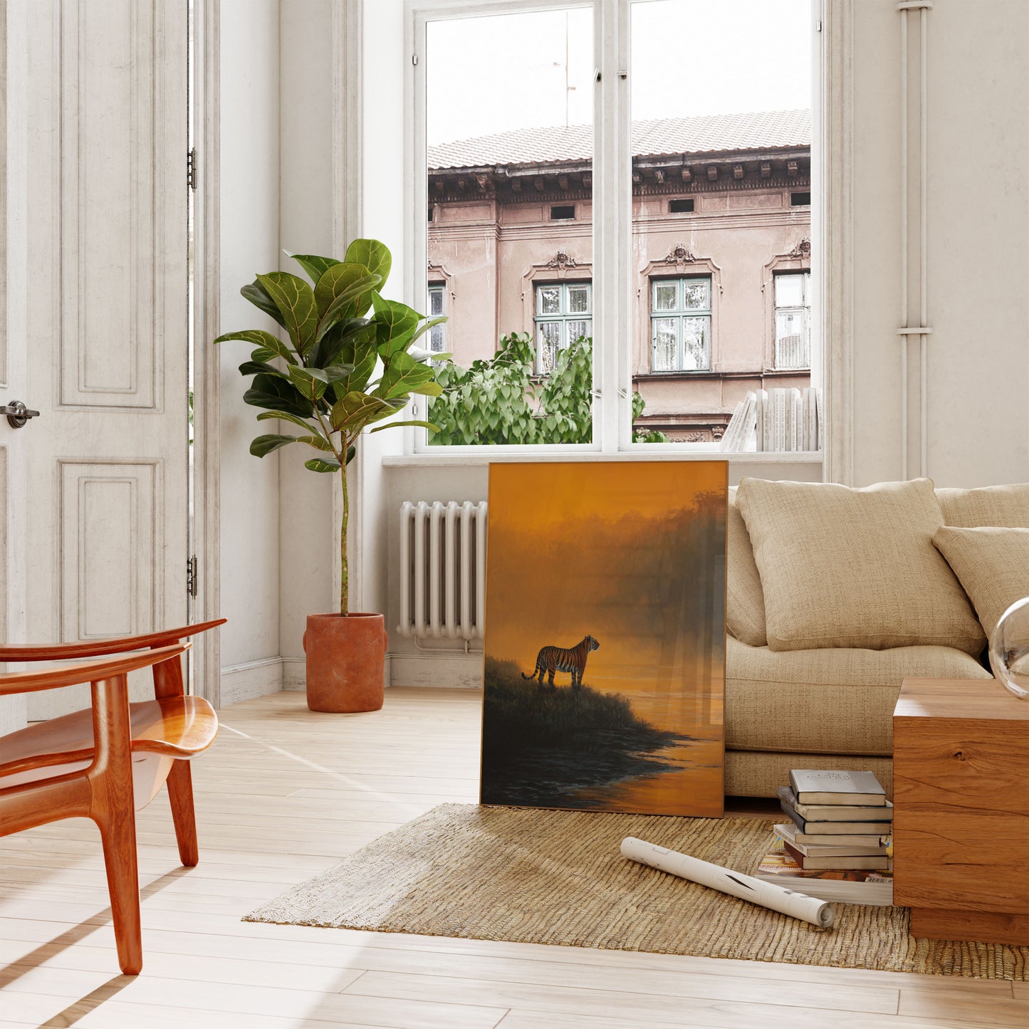 Tiger at Golden Sunset Poster