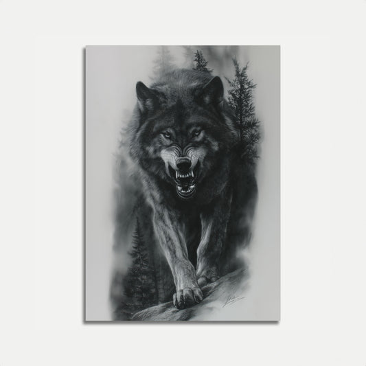 Fierce Wolf Forest Poster