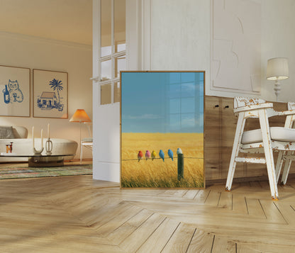 Regenbogenvögel auf Draht Poster