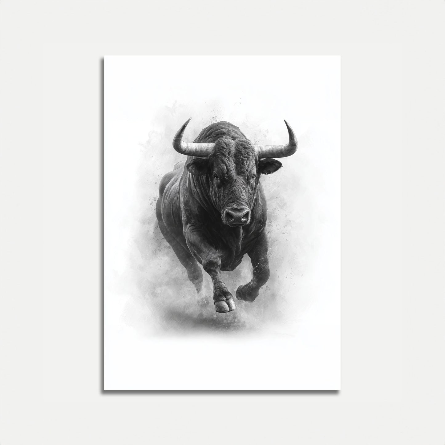 Charging Bull Black and White Poster