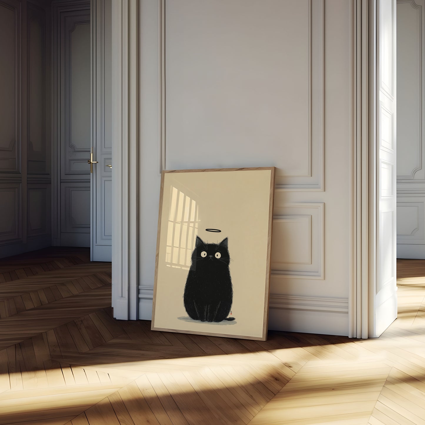 Innocent Black Cat with Halo Poster