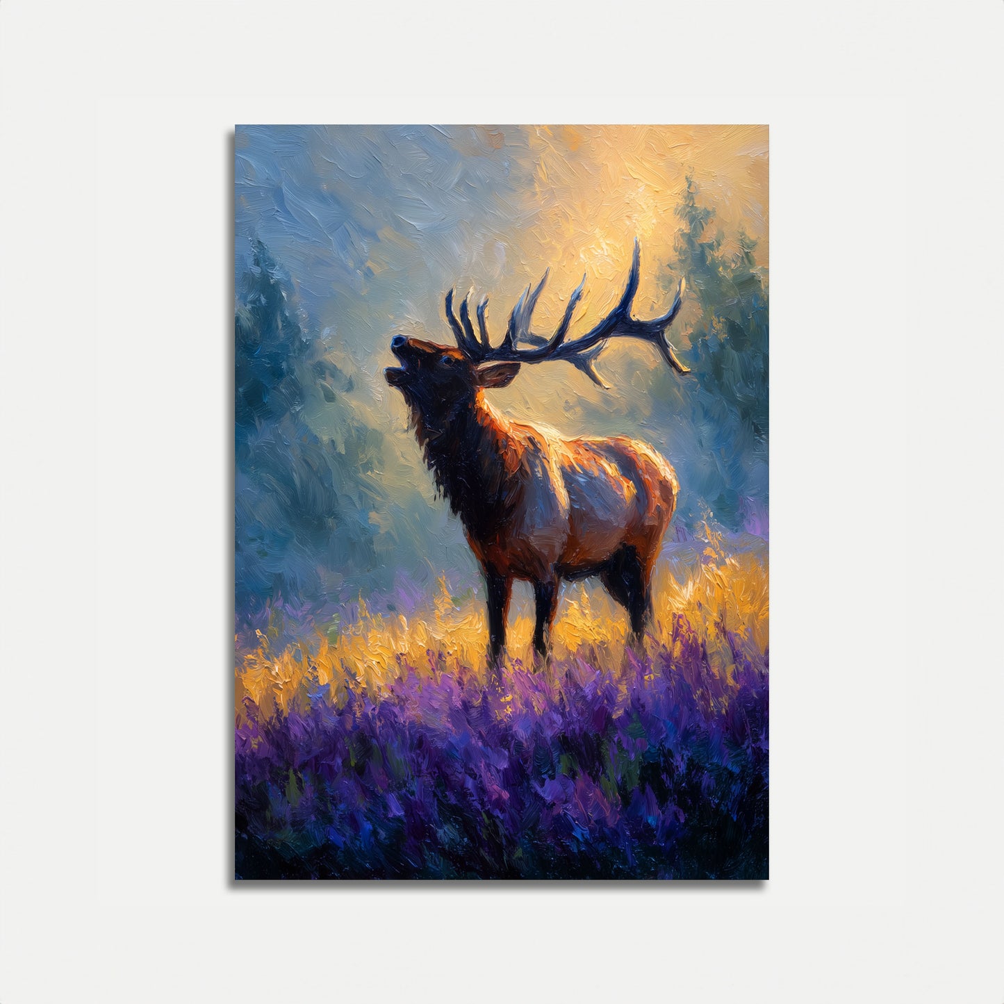 Majestätisk Älg i Vildblommäng Affisch