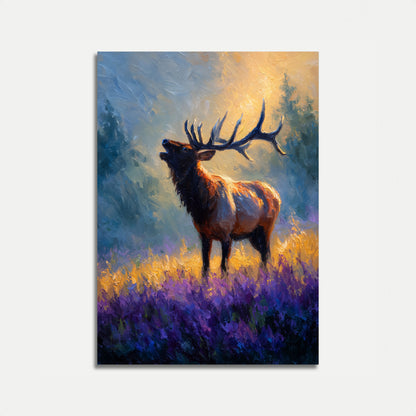 Majestätisk Älg i Vildblommäng Affisch