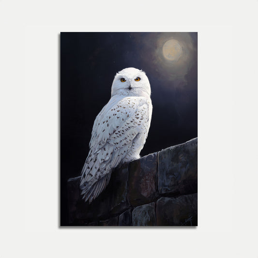 Moonlit Snowy Owl Poster