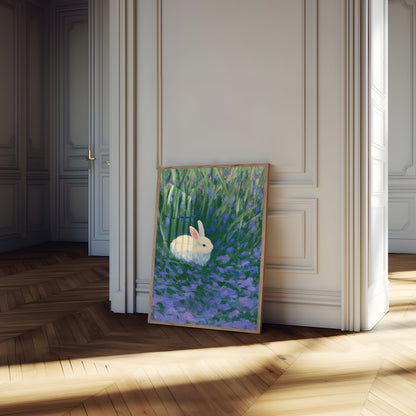 White Rabbit in Lavender Field Poster
