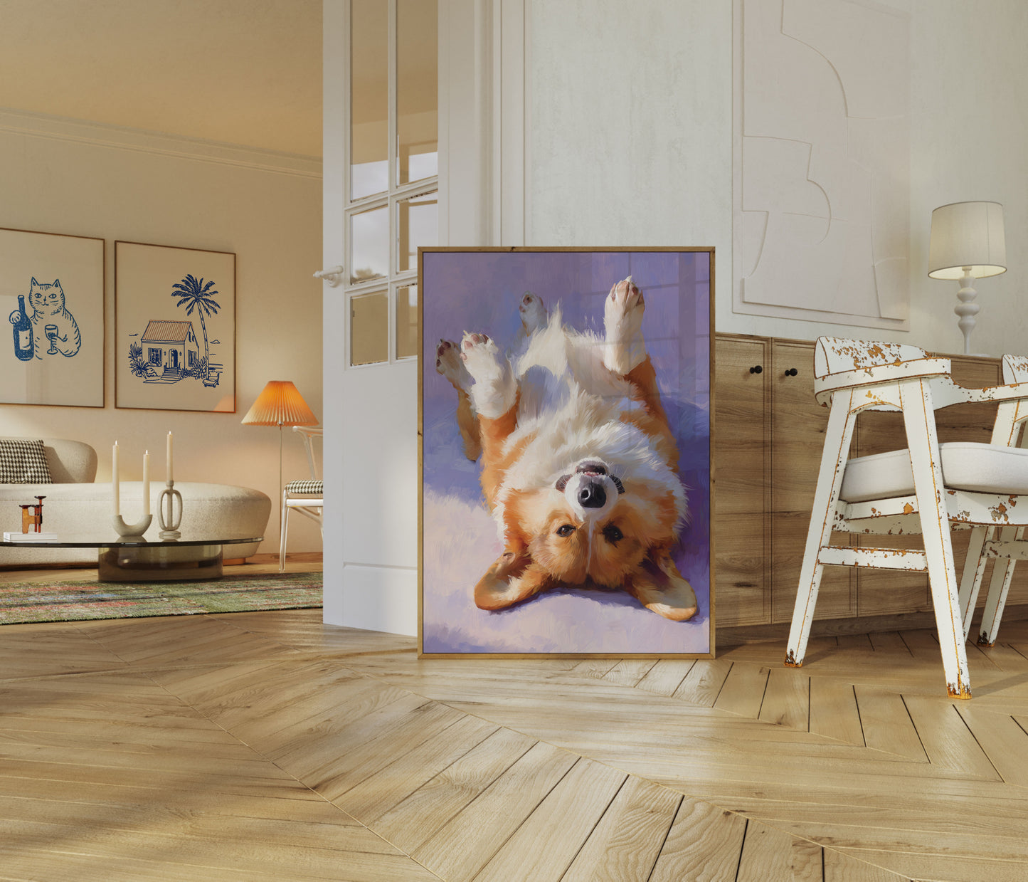 Playful Upside Down Dog Poster