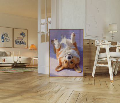 Playful Upside Down Dog Poster