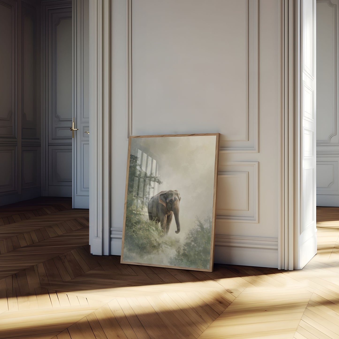 Misty Elephant Wilderness Poster