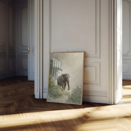 Misty Elephant Wilderness Poster