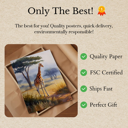 Póster de jirafa en la soledad de la sabana