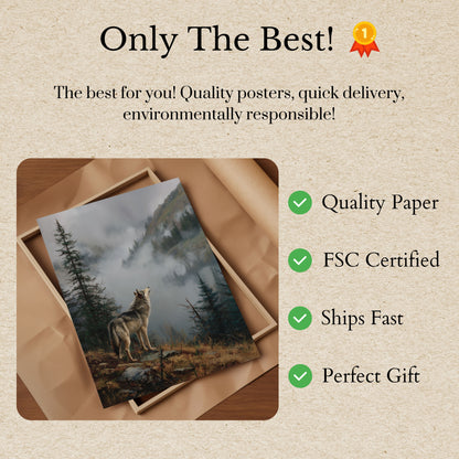 Misty Mountain Wolf Poster