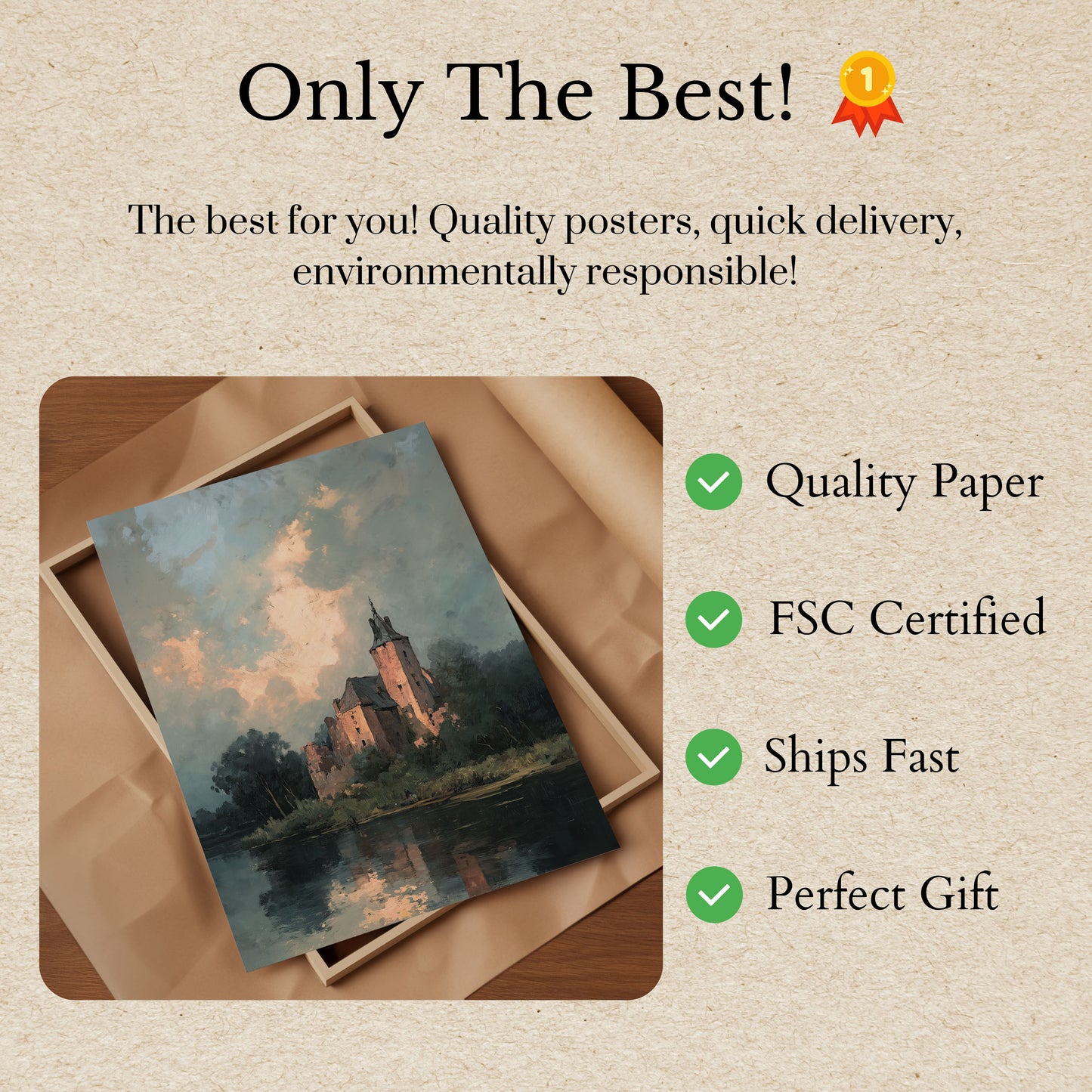 Twilight Castle Lakeside Poster