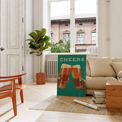 Vintage Cheers Beer Toast Poster