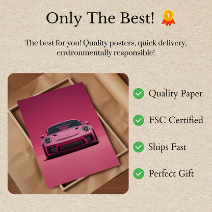Pink Porsche Fartdjævel Plakat