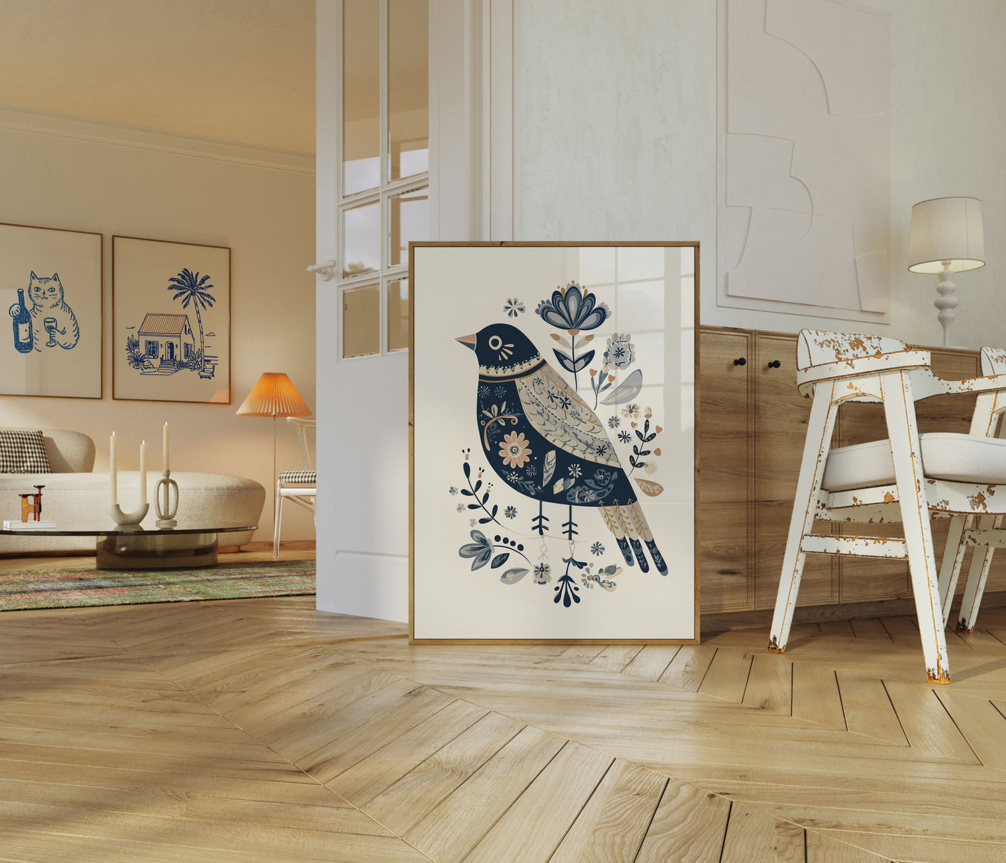 Folk Art Bird Garden Poster
