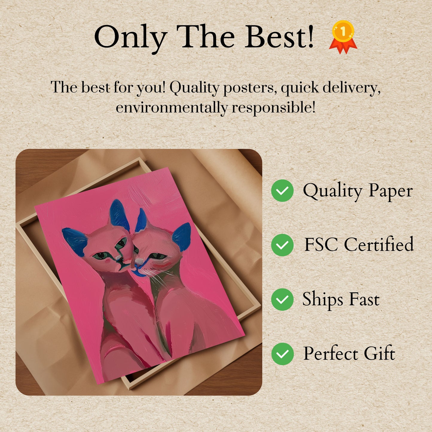 Pink Feline Companions Poster