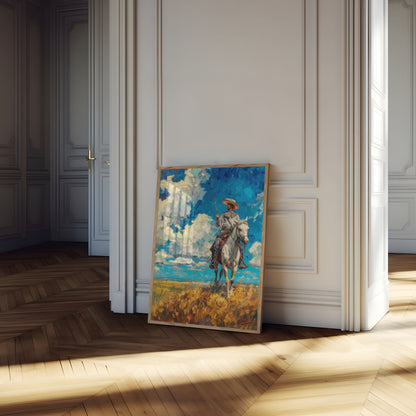 Lone Rider Western Landscape Poster