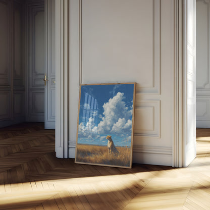 Póster de la majestuosa pradera de guepardos