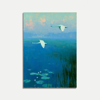 Stampe Cigni in Volo sull'Acqua
