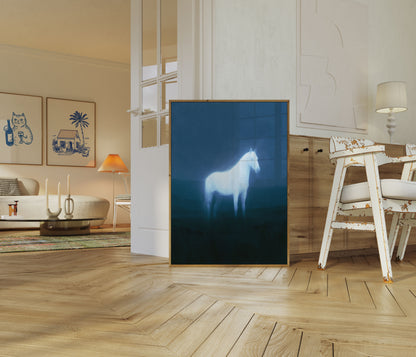 Glowing White Horse Poster