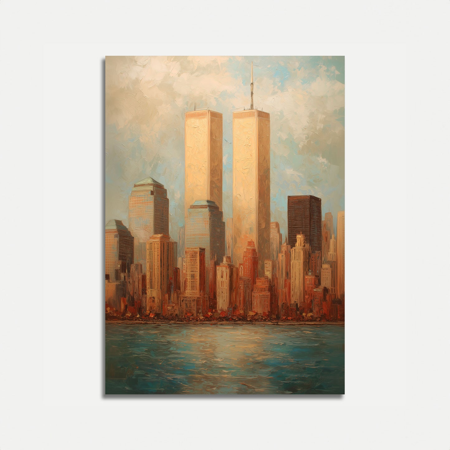 Póster del horizonte dorado de Manhattan